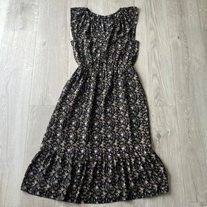 J. Crew Mercantile Black Floral Flutter Sleeve Dress XS